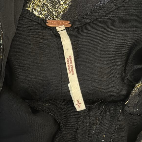 Free People Open Back Maxi Dress Black and Gold Metallic Size Small - Picture 8 of 9